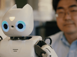 The Darwin-OP2 robot and its creator, Chung Hyuk Park of George Washington University. (Photo: George Washington University)